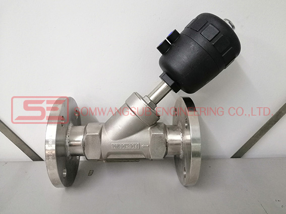 Piston Valve + หน้าแปลนสแตนเลส (Angle Seat Valve)